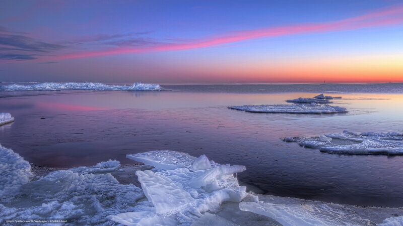 Ice Chunks on Water — Blue