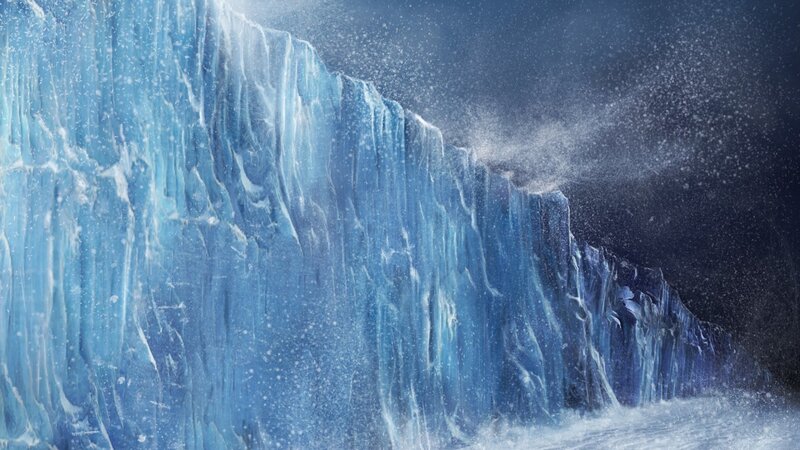 Ice Cliff in Storm