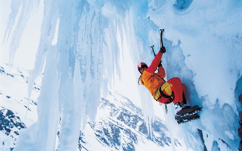 Ice Climber on Glacier — Blue