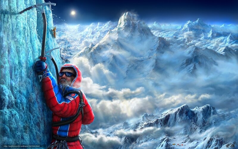 Ice climber on mountain