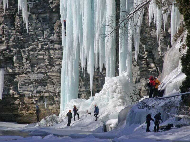 Ice Climbers on Cliff