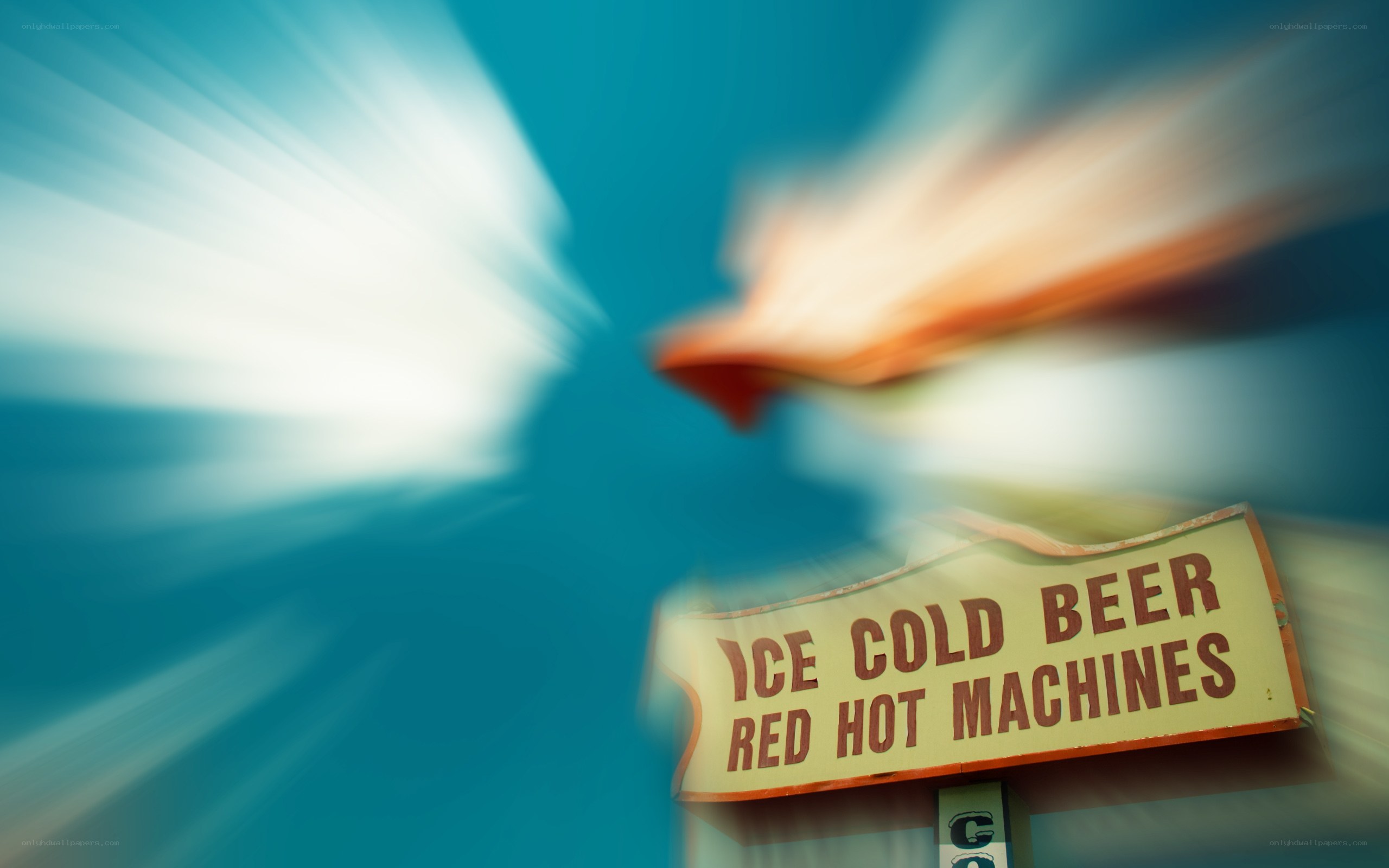 Ice cold beer sign with motion blur