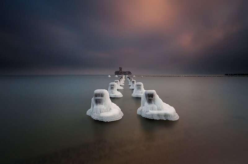 Ice-covered Breakwaters