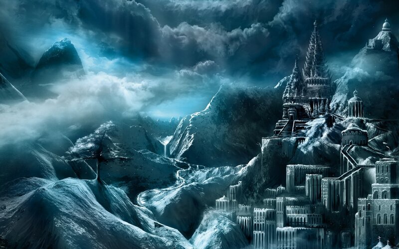 Ice-covered Castle — Blue, Dramatic