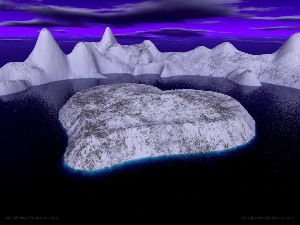 ice-covered island landscape