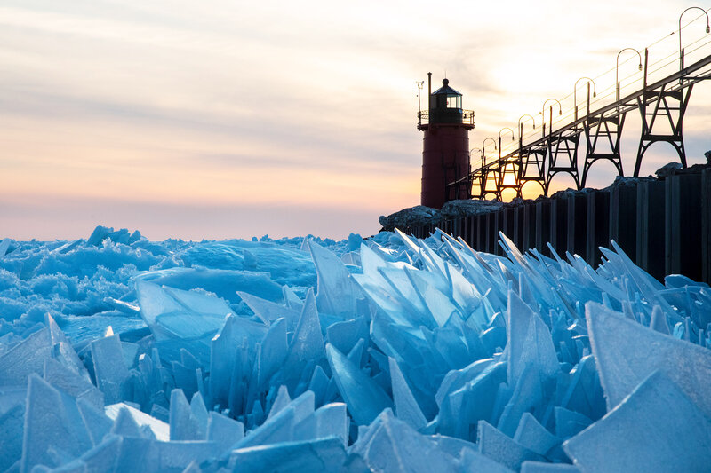 Ice-covered Lighthouse — Blue