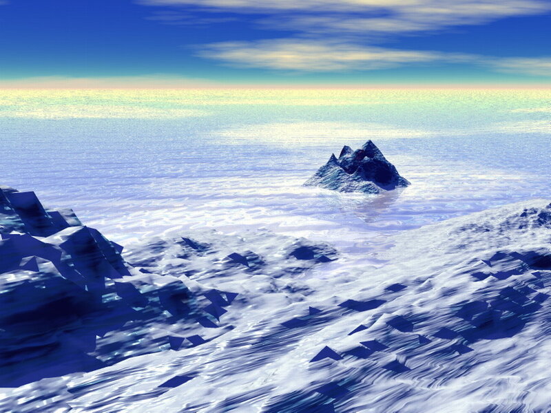 Ice-covered Mountain — Blue, Serene