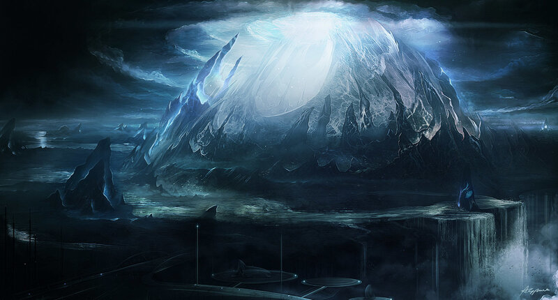 Ice-covered mountain landscape