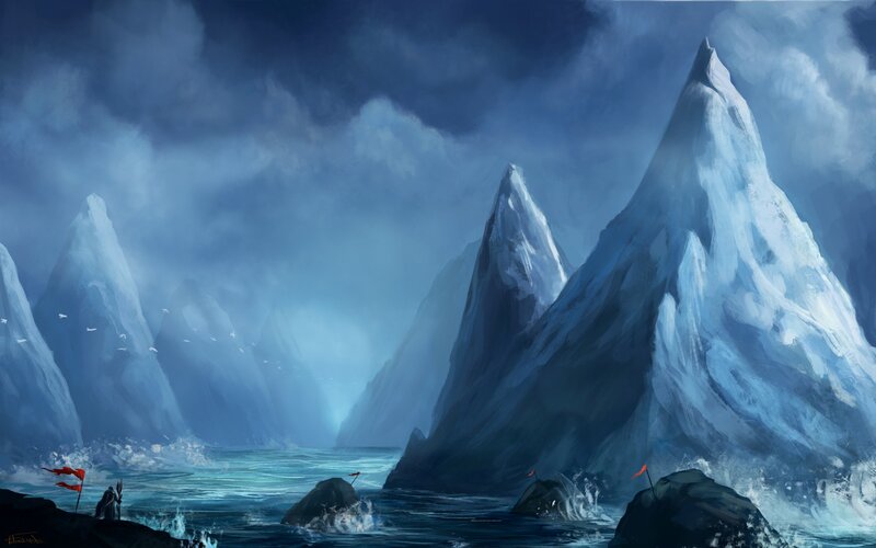 Ice-covered Mountains — Blue, Dramatic