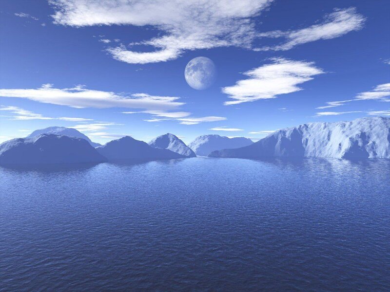 Ice-covered Mountains — Blue, Serene