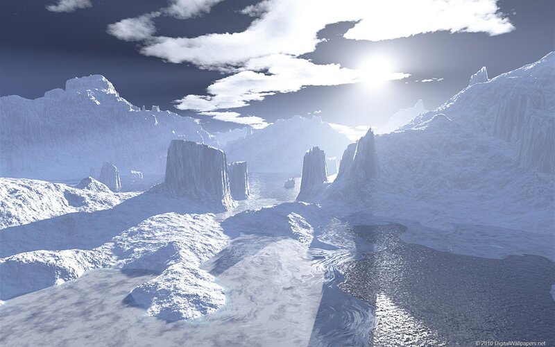 Ice-covered Mountains — White