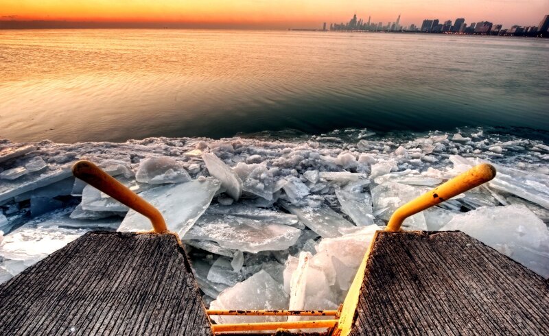Ice-covered Pier — Orange