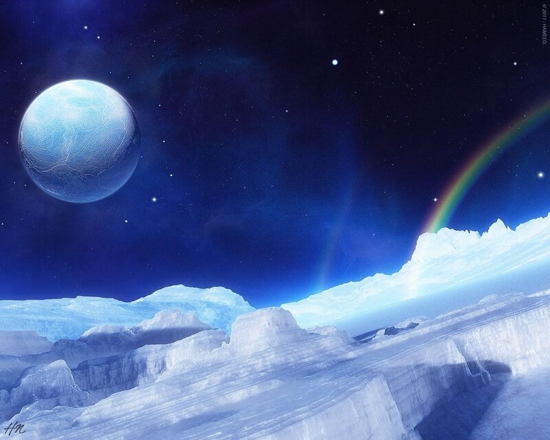 Ice-covered Planet Surface — Blue