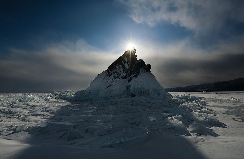 Ice-covered Rock Formation