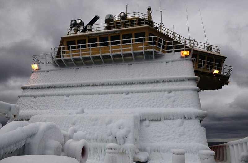 Ice-covered Ship — White