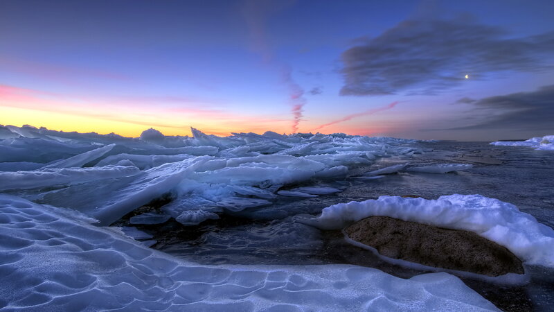 Ice-covered Shoreline — Blue