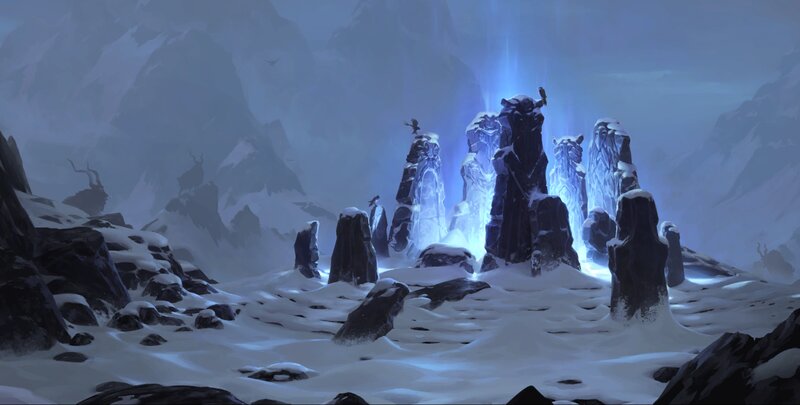 Ice-covered Stone Pillars