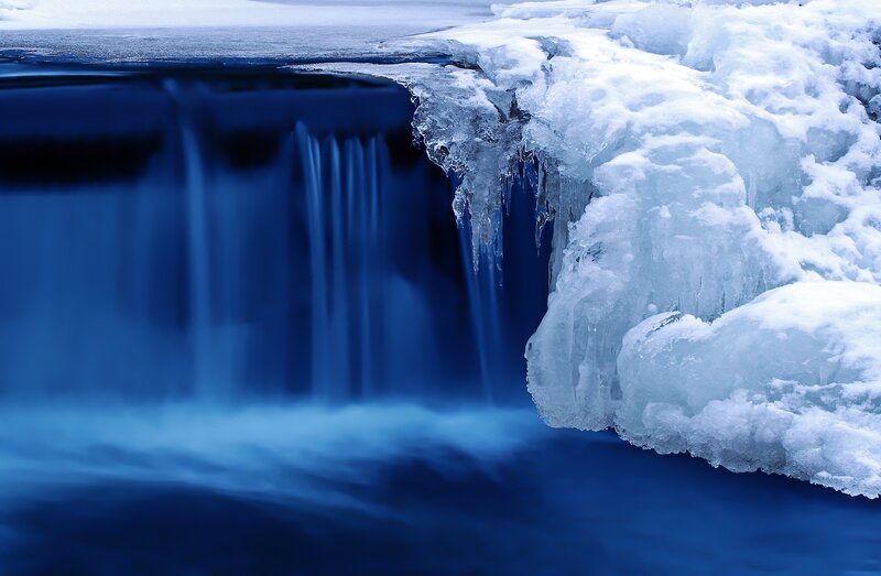Ice-covered Waterfall — Blue, Cold