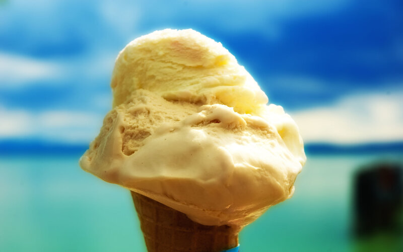 ice cream cone with blue sky
