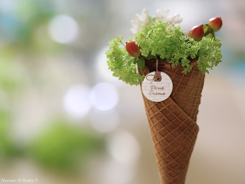 Ice Cream Cone with Flowers