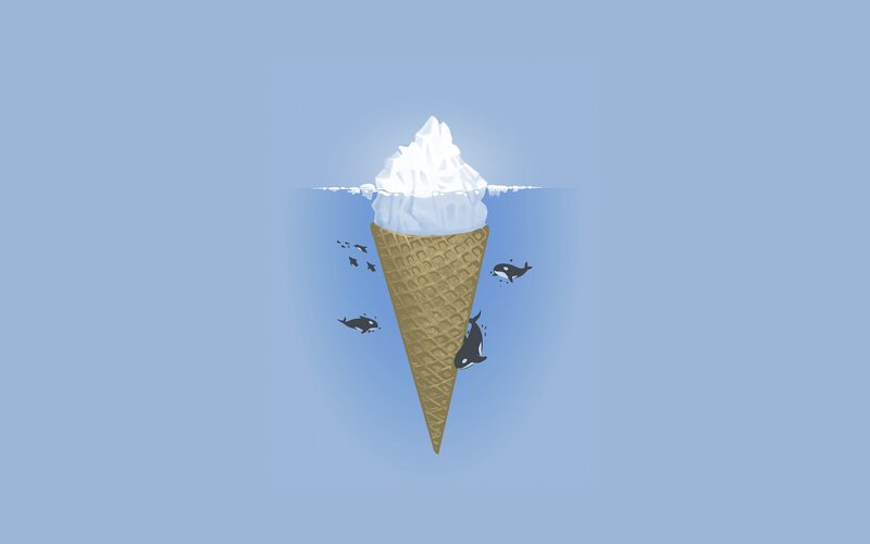 Ice Cream Cone with Whales — Blue, Calm