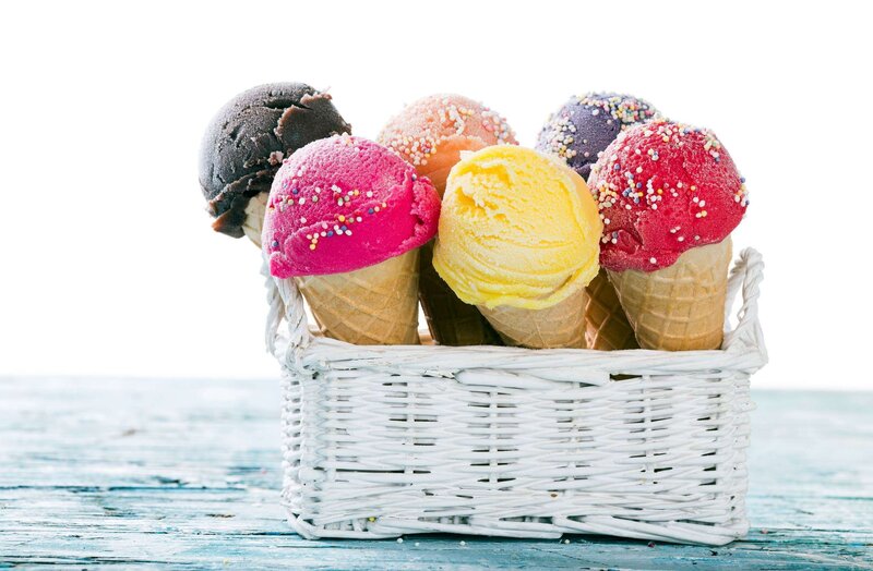 Ice Cream Cones in Basket