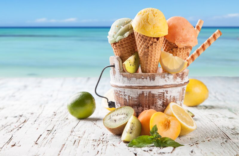 Ice Cream Cones in Bucket — Blue