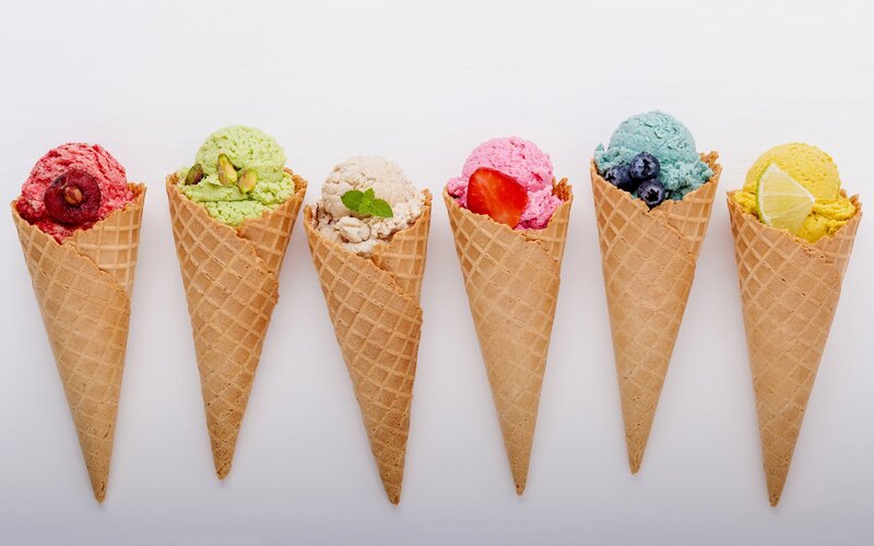 Ice Cream Cones in Row
