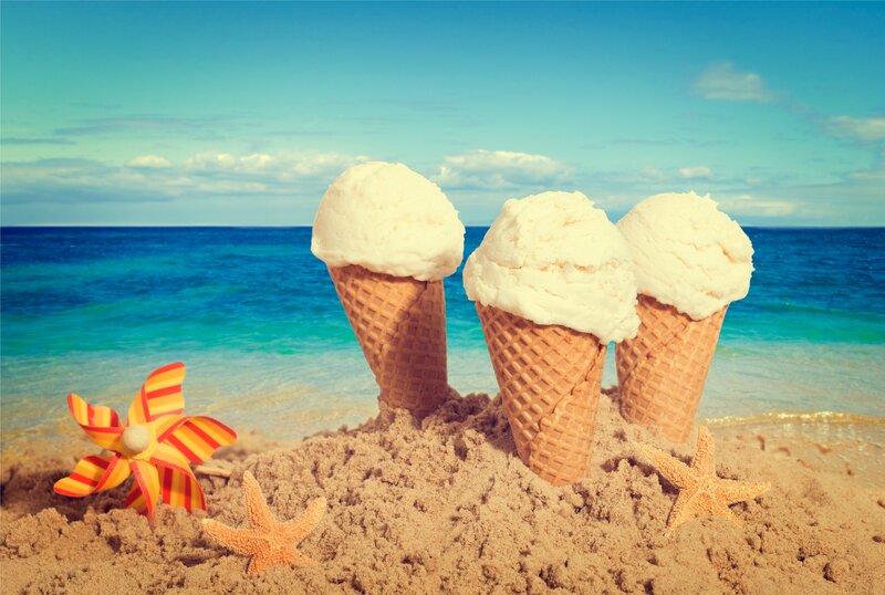 Ice Cream Cones on Beach
