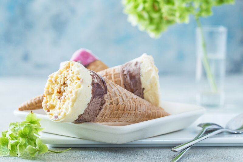 Ice Cream Cones on Plate