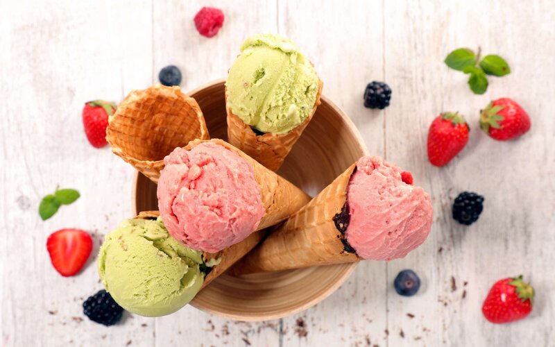 Ice Cream Cones with Berries