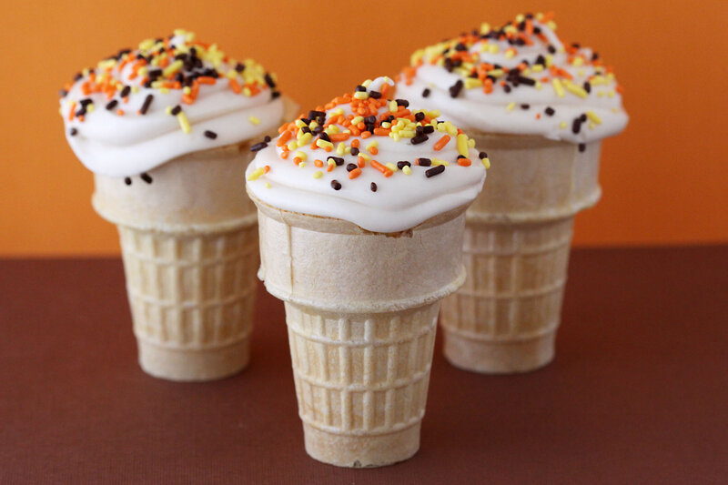 Ice Cream Cones with Sprinkles — Orange