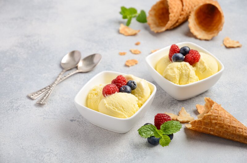 Ice Cream in Bowls — White