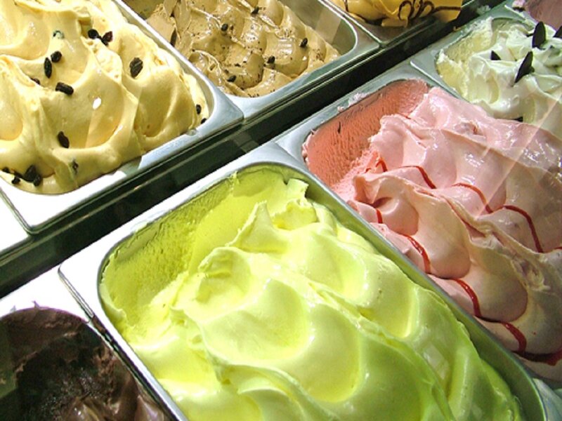 Ice Cream in Metal Bins