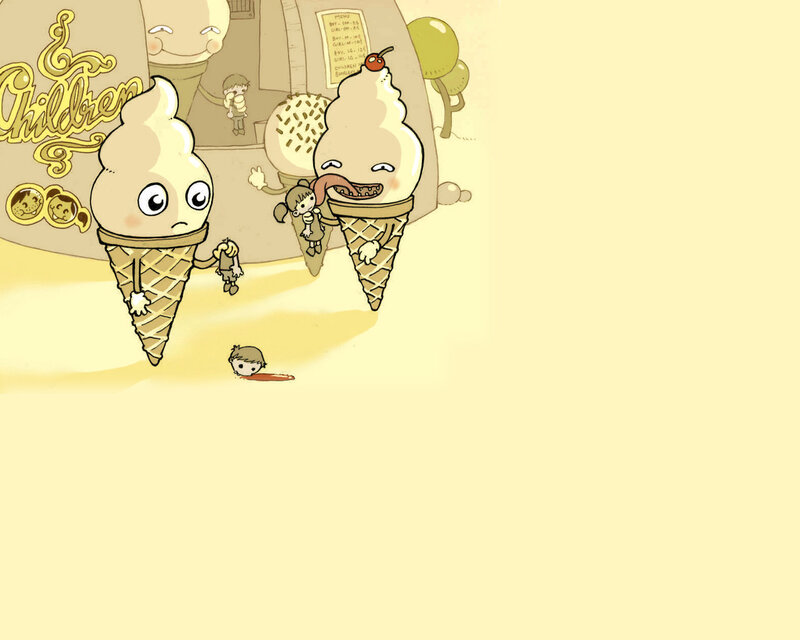 Ice cream monsters at a shop