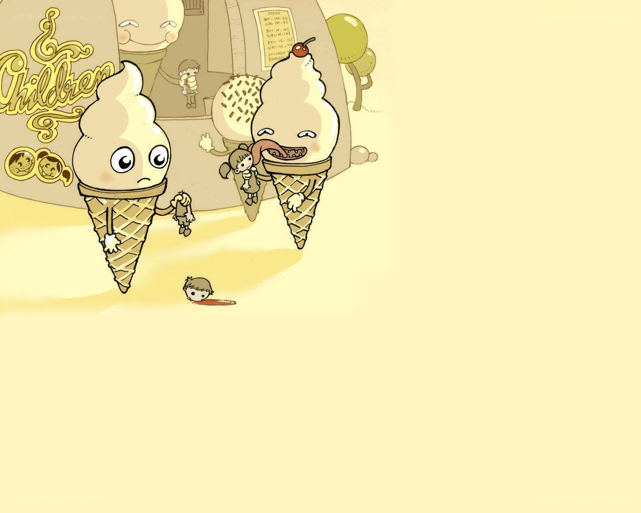 Ice cream monsters at shop