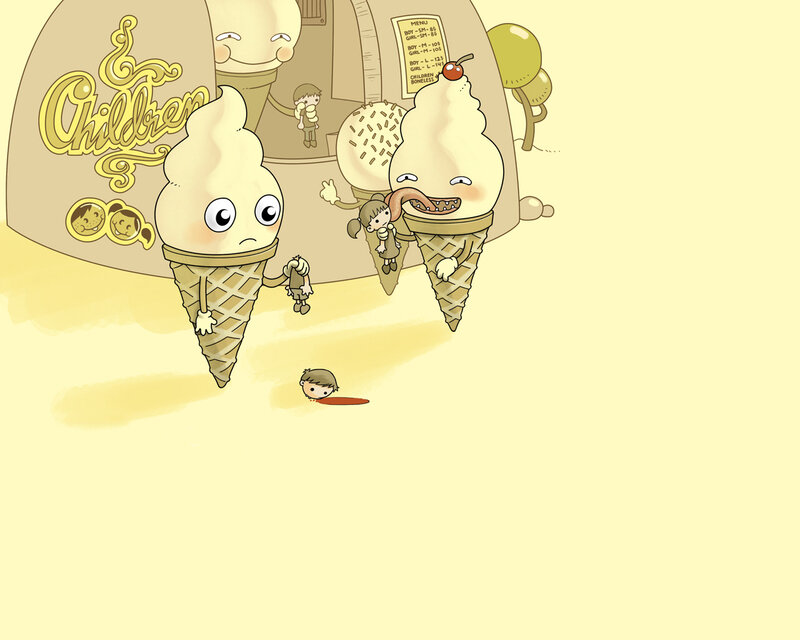 Ice cream monsters attack children