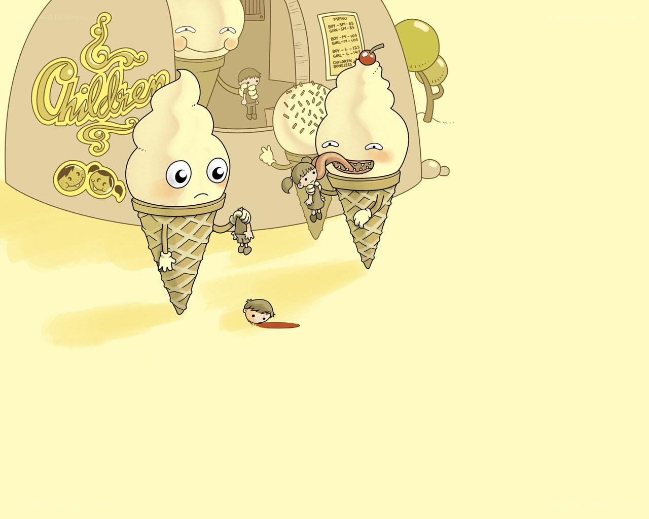 Ice cream monsters attack children