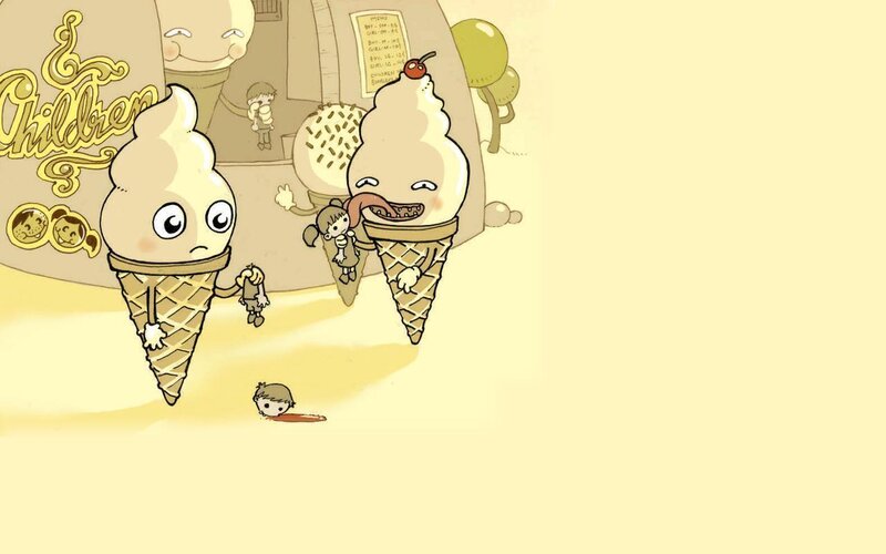 Ice cream monsters in a cartoon