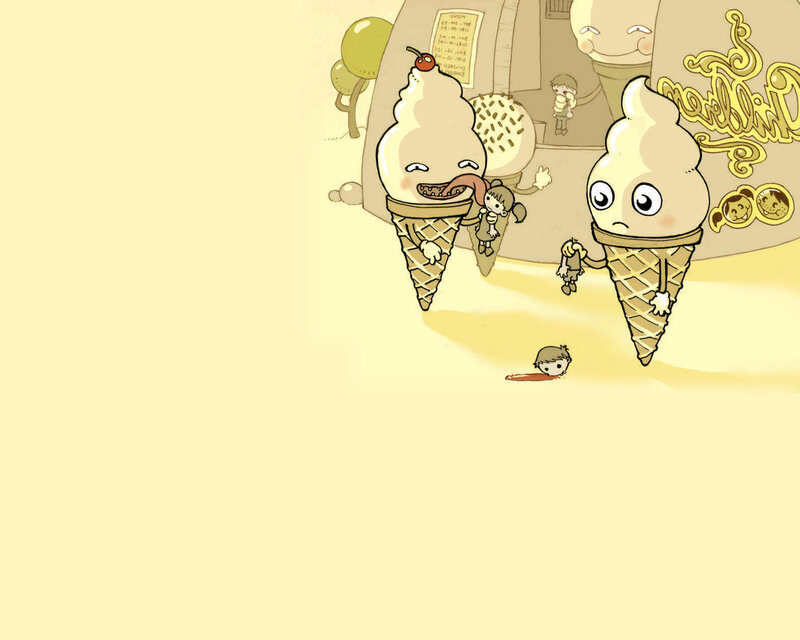 Ice cream monsters in a cartoon