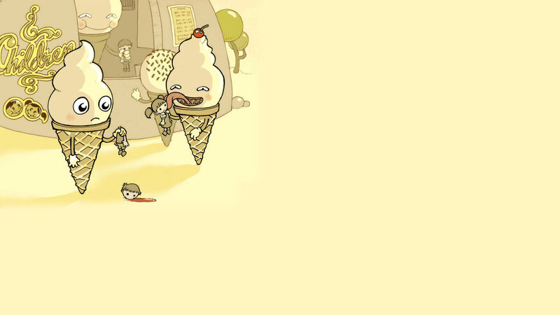 Ice cream monsters in a cartoon