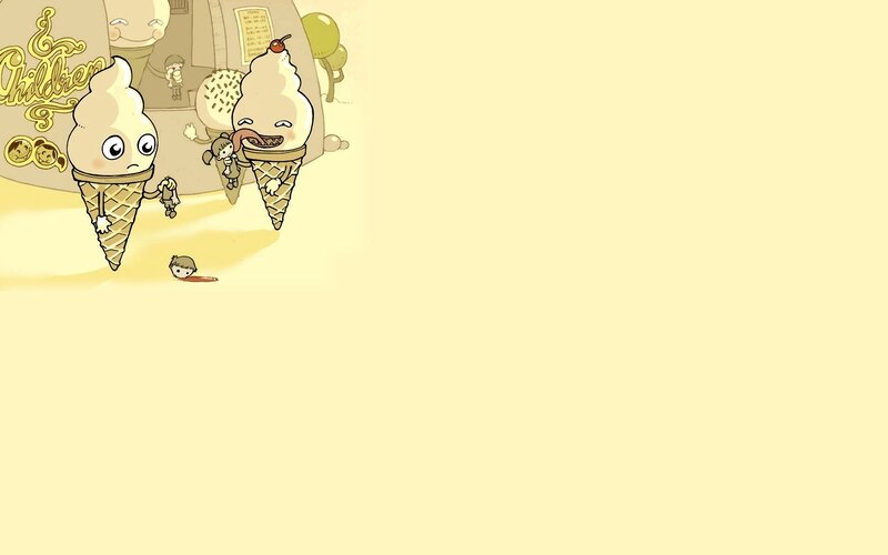 Ice cream monsters in a cartoon
