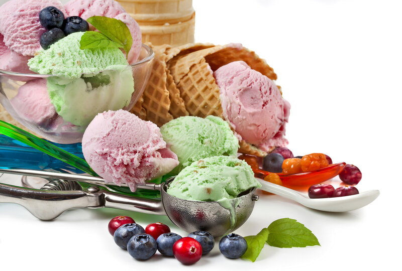 Ice Cream Scoops and Berries
