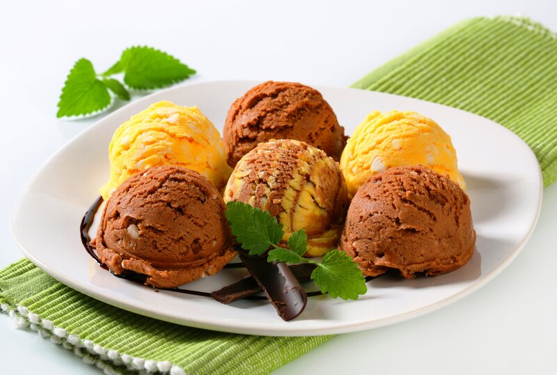 Ice Cream Scoops on Plate