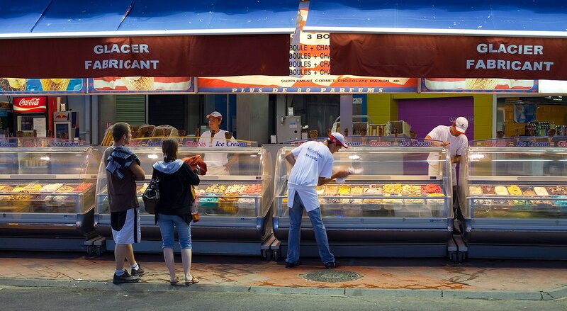 Ice cream shop on a city street