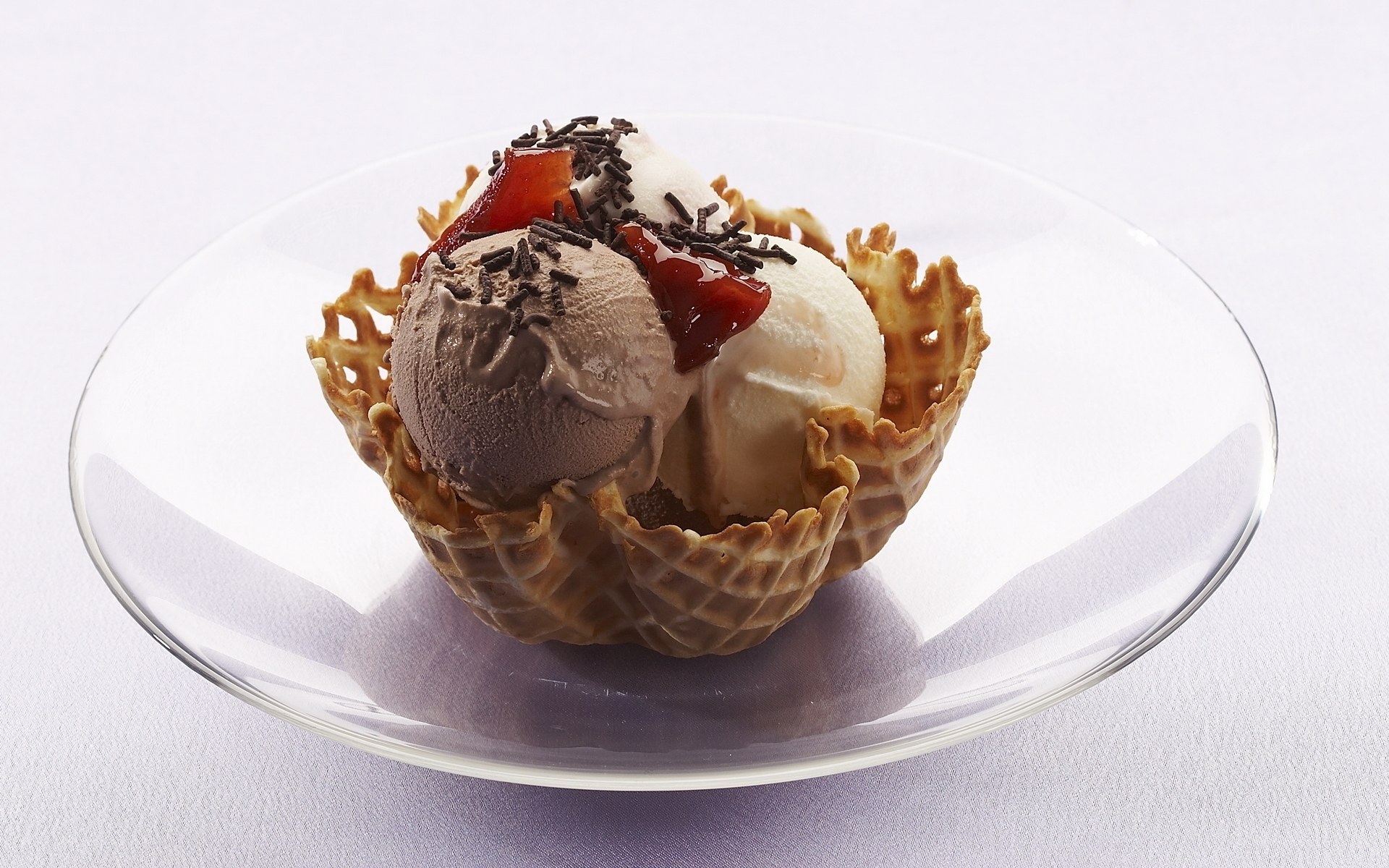 ice cream sundae in waffle bowl