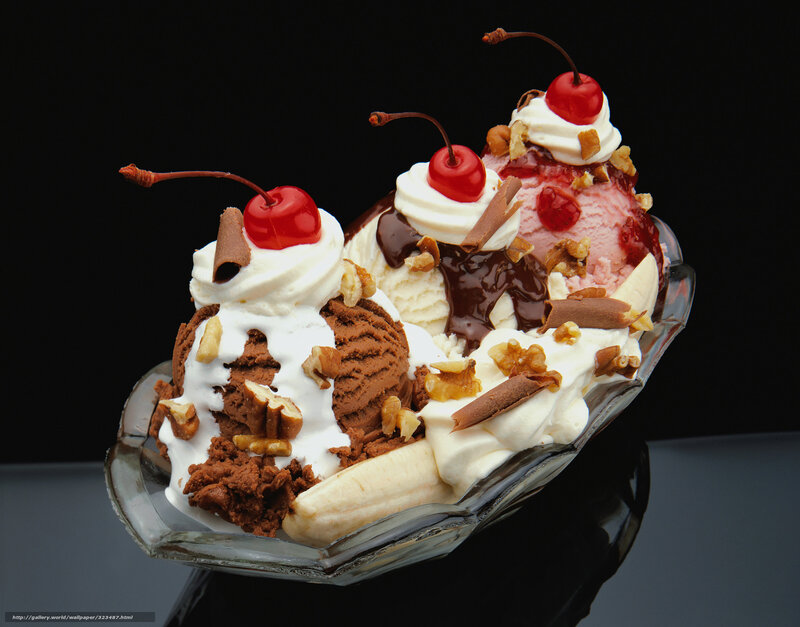 Ice Cream Sundae — White, Appetizing, Photograph, Cherry