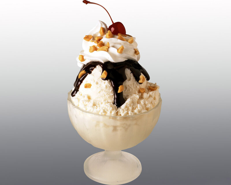 Ice Cream Sundae — White, Appetizing, Photograph, Whipped Cream