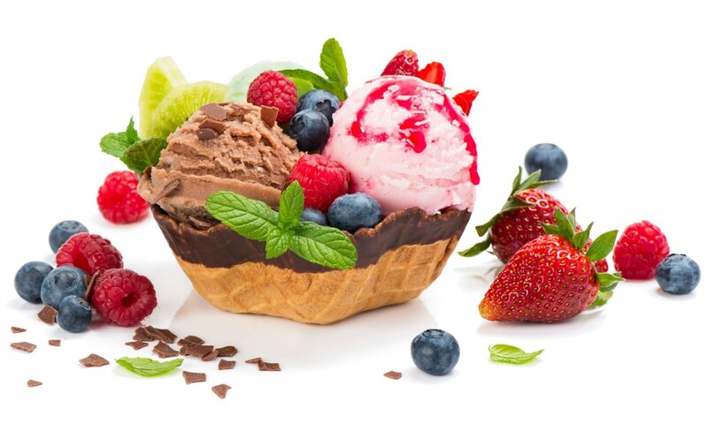 Ice Cream Sundae — White, Fresh, Photograph, Berries