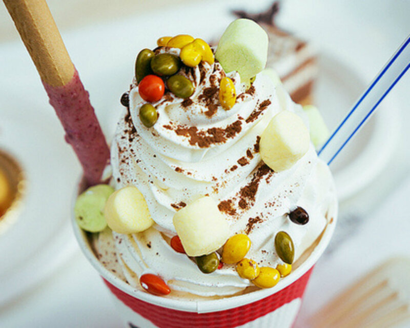 Ice Cream Sundae — White, Sweet, Photograph
